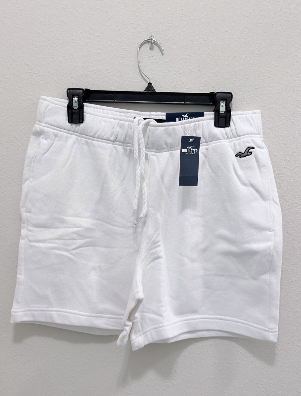 NWT Hollister Men's White Terry Jogger Shorts 5" Inseam Large